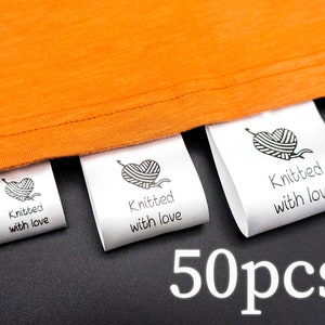 50Stk Stoffetiketten für handgefertigte Gegenstände | Satin-Kleidungsetiketten Waschpflege Markentags Einnäher Benutzerdefiniertes Logo Tags für Kleidung