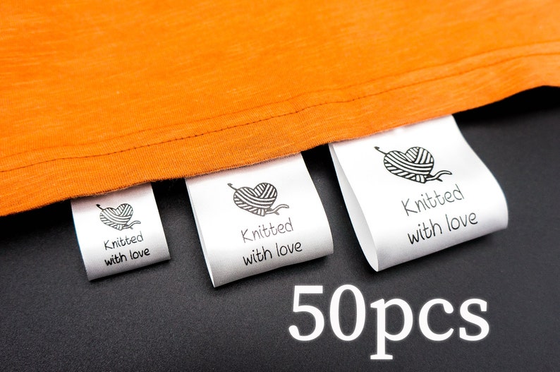 50pcs Custom Fabric Labels for Handmade Items | Satin Clothing Labels Wash Care Brand Tags Sew-in Fold Over Custom Logo Tags for Clothing image 1