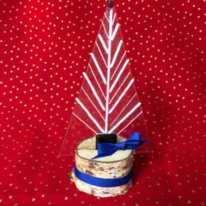 Fused Glass Christmas Trees on a Stand made of White Birch image 1