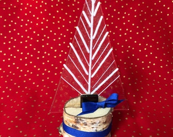 Fused Glass Christmas Trees on a Stand made of White Birch