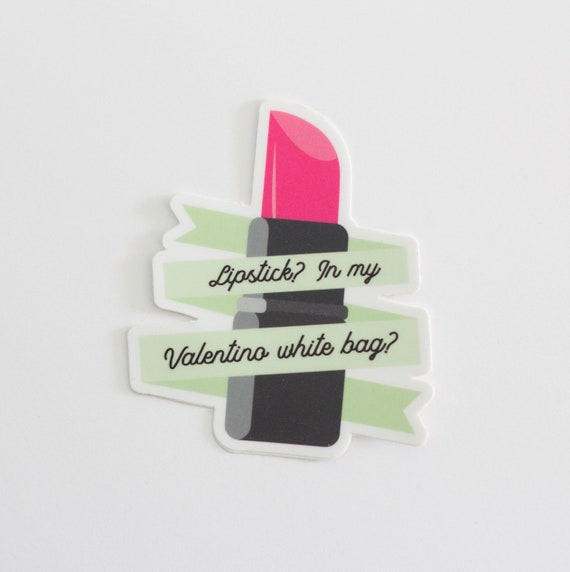 Lipstick in My Valentino White Bag Sticker Etsy