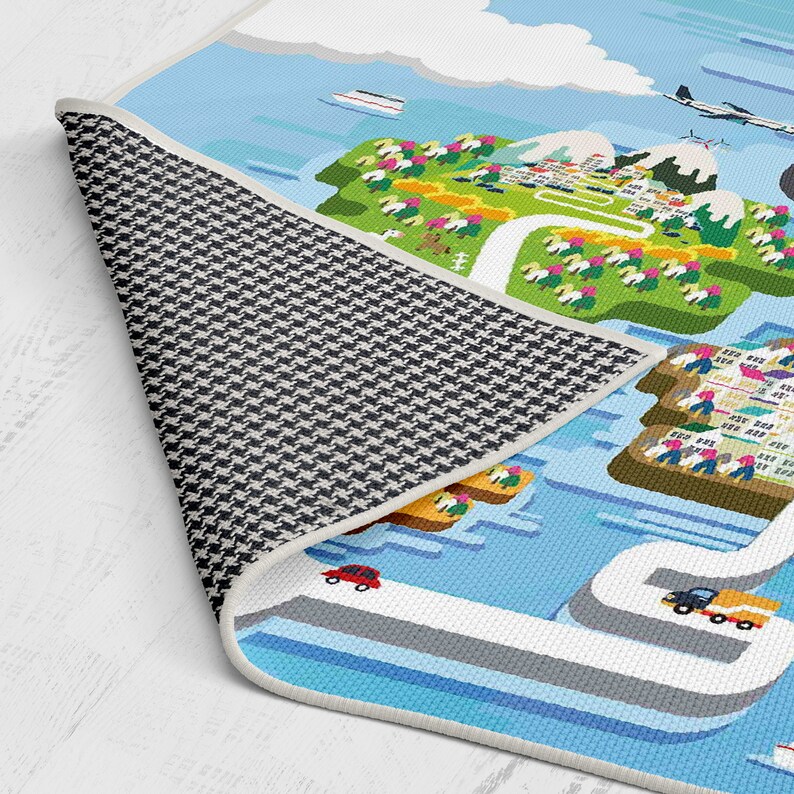 Cute Rug Cartoon Rug Rug for Son Island Rug, 3D Carpets Car Path Kids Room Rugs Kids Mat 3D Kids Room Carpets Daughter
