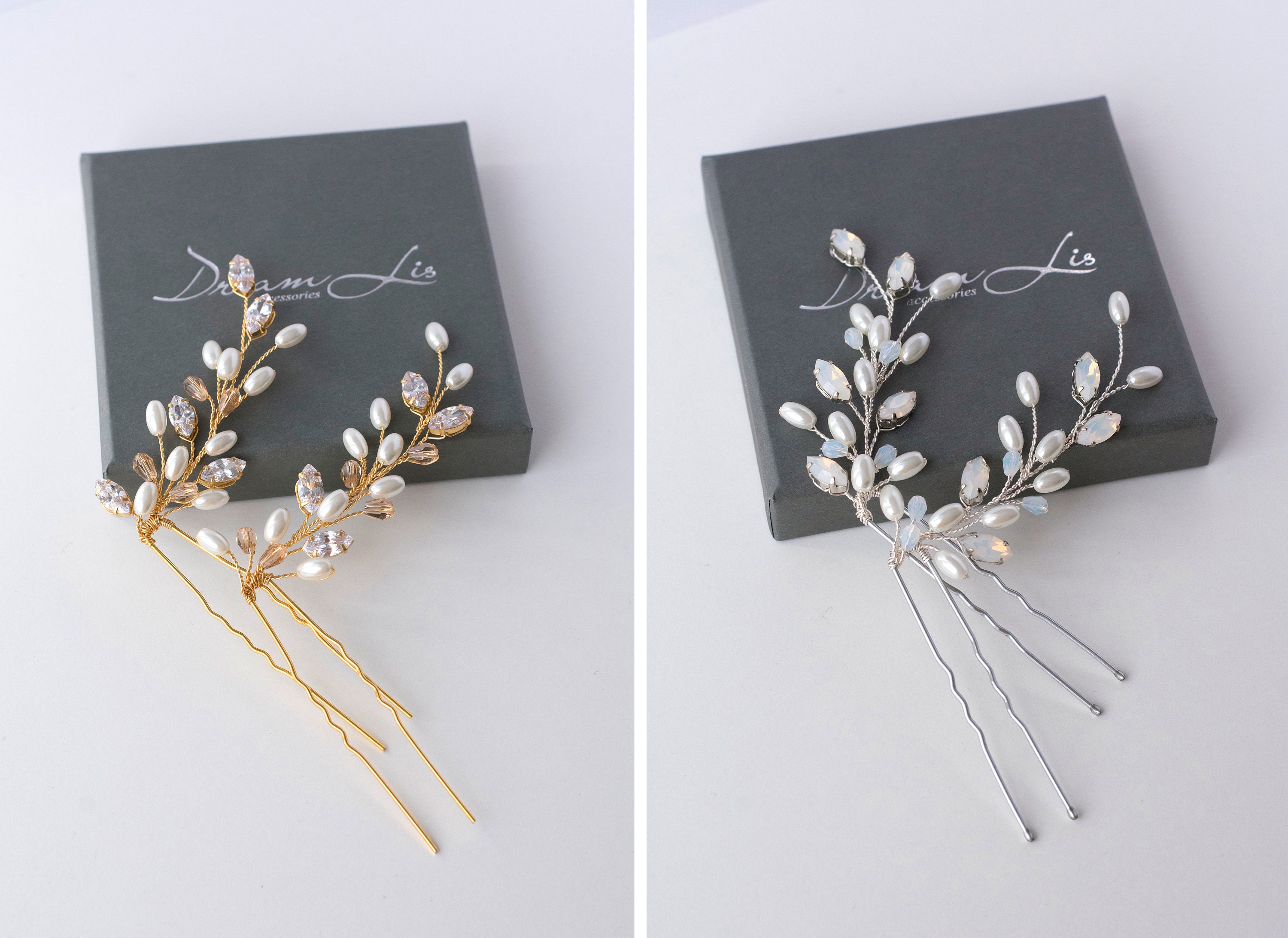 Boho headpiece Bidal pearl hair pins Wedding hair comb | Etsy