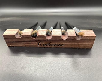 Personalized Wood Paint Brush Rest: Laser Engraved Artist Gift