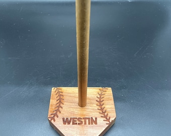 Personalized Baseball Ring Holder: Engraved Home Plate Display