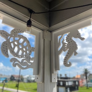 Corbels, Wood Corbels, Architectural, Porch Brackets, Decorative Corbel, Home Decor, Sea Turtle Decor, Sea Horse Decor, Wall Decor, Pair