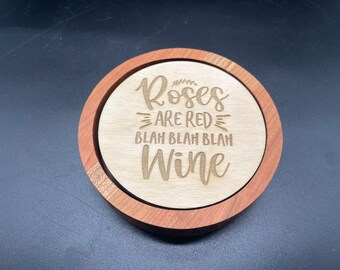 Wine Coasters, Funny Wine Coaster, Funny Coffee Coaster, Housewarming Gift, Drink Coasters, Birthday Gifts, Bridesmaids Gift, Solid Cherry