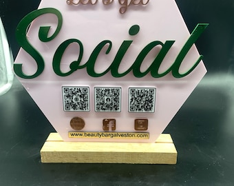 QR Code Sign, Social Media Sign, Acrylic Sign, Social Media Sign, Instagram, FaceBook, Tiktok, Social Media Sign, Small Business Sign