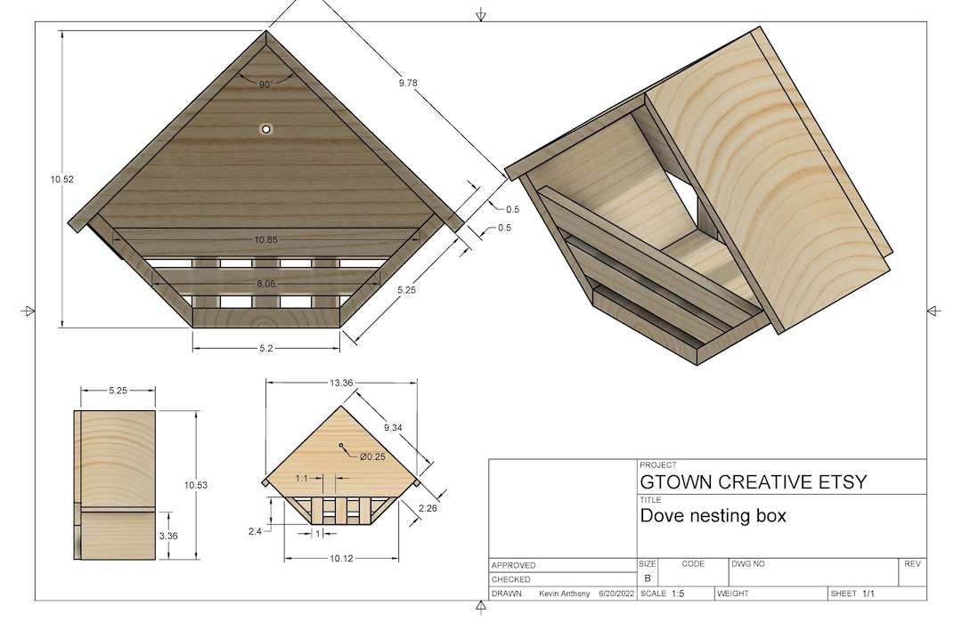 Nesting Box Plans, Dove Nesting Box, Birdhouse Plans, Fusion 360 Model