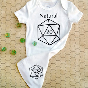 Natural Twenty Baby One Piece Bodysuit for your TTRPG or Dungeons and Dragons Baby