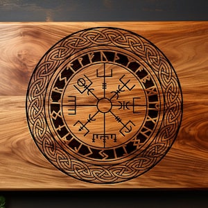 Vegvisir SVG, brújula vikinga png, diseño rúnico vikingo svg, archivo de corte láser de brújula nórdica, símbolos vikingos dxf, colgante de protección vikingo svg
