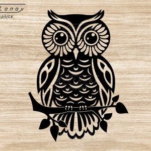 Hibou svg, png imprimable hibou, hibou Cricut sur la branche, professeur svg, fichier de coupe oiseau, Cottagecore décor png, fichier de découpe laser hibou, T-shirt svg hibou