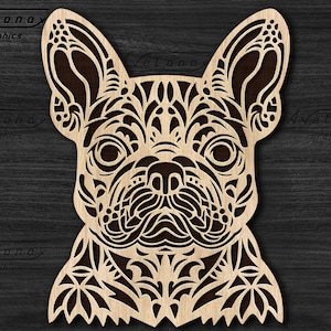 French bulldog mandala svg, Frenchie svg, Zentangle art French bulldog files for Cricut, Dog face dxf, Floral dog design for T-shirts png