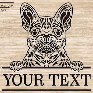 Mandala französische Bulldogge svg, Zentangle französische Bulldogge svg, Floral Hund Split Monogramm Datei für Cricut, Hund Gesicht Laser geschnitten Datei, Frenchie png