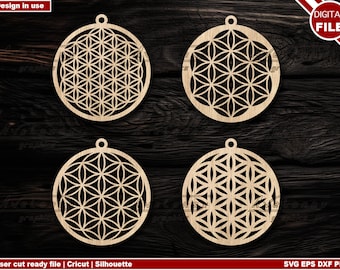 Flower of life earring svg, Sacred geometry earring cut file, Flower of life pendant svg, laser earrings svg