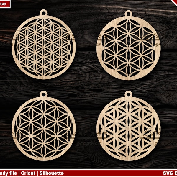 Flower of life earring svg, Sacred geometry earring cut file, Flower of life pendant svg, laser earrings svg