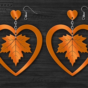 Ahornblatt Ohrring svg, Herz Laser Ohrring Dateien, atemberaubende Ohrring svg, Herbst Ornamente svg, Blatt Halskette geschnitten Datei
