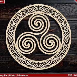 Triskelion svg, Round celtic pattern svg, Celtic Christmas ornament laser cut file, Wiccan/ Wicca/ Pagan wall decor png