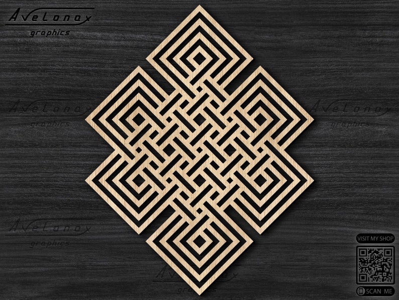 Endless knot svg, Buddhism sacral signs png, Rebirth symbol dxf, Mystical knot svg, Infinity knot cut file, Spiritual gift Buddha wall art image 2