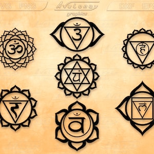 Chakra SVG, Chakra png, Yoga clipart, PRINTABLE chakra symbols set, Meditation files for Cricut, Chakra digital art, Yoga decal cut file