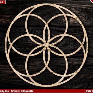Semente da vida svg, arquivo de corte da flor da vida, gravação a laser dxf, geometria sagrada svg, cricut, vibrações positivas svg, arquivo svg de ioga