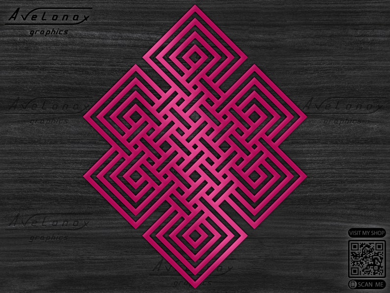 Endless knot svg, Buddhism sacral signs png, Rebirth symbol dxf, Mystical knot svg, Infinity knot cut file, Spiritual gift Buddha wall art image 7