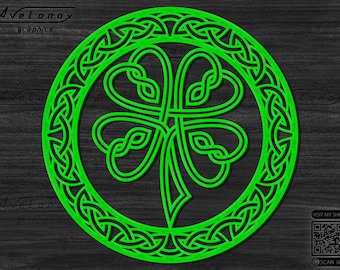 Celtic svg, Four leaf clover cut file, Celtic wall decor laser cut file, Clover svg,  Irish wedding svg, Celtic knot loom pattern png