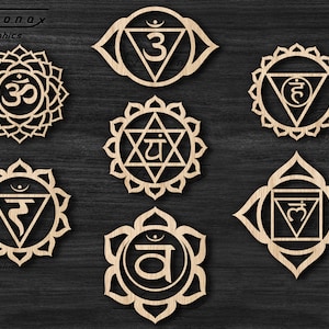 Chakra Símbolo SVG, Chakra yoga símbolo svg, Meditación svg Hindú svg Chakra símbolos cortar archivo