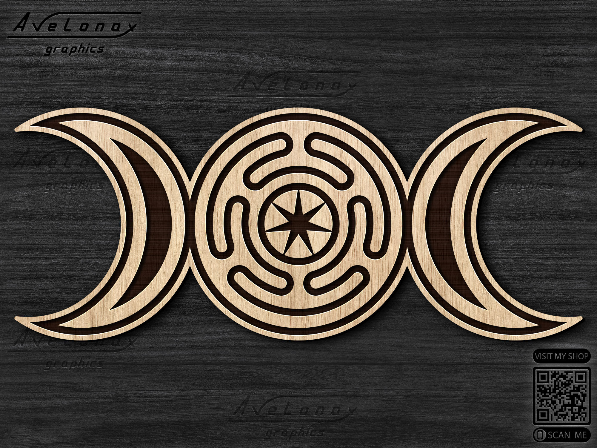 Hecate's Wheel Svg, Triple Moon File for Cricut, Strophalos Svg