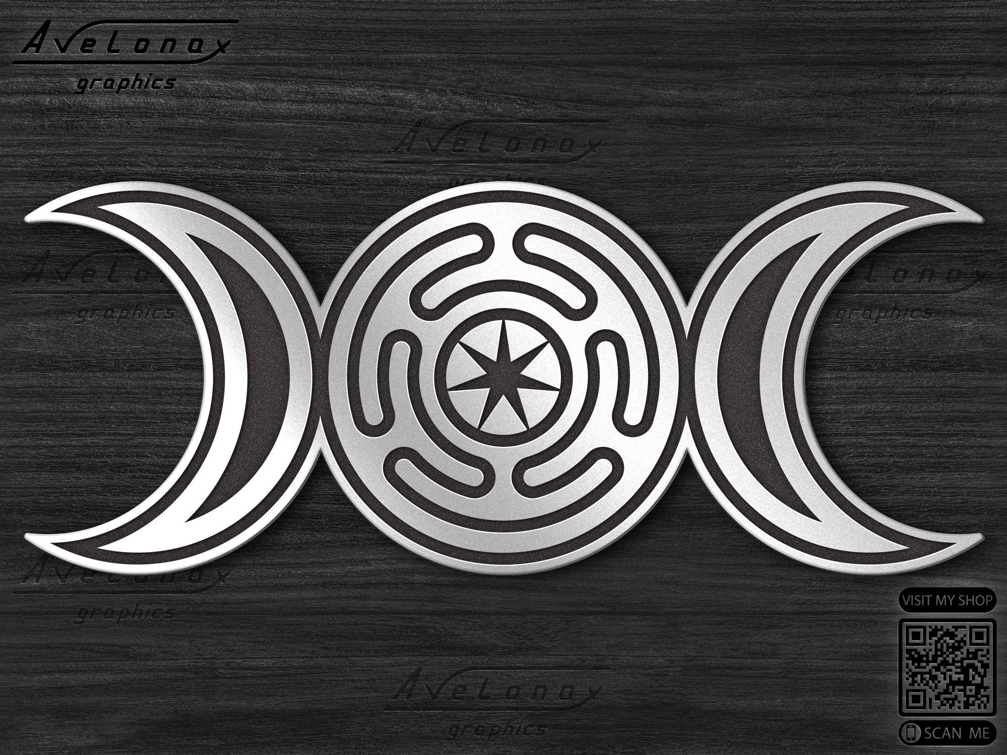 Hecate's Wheel Svg, Triple Moon File for Cricut, Strophalos Svg