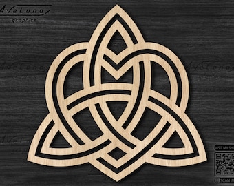 Celtic heart knot laser cut file, Sister knot pdf, Trinity knot png, Irish bar decor dxf, Triquetra symbol svg, Wiccan, Celtic car charm svg