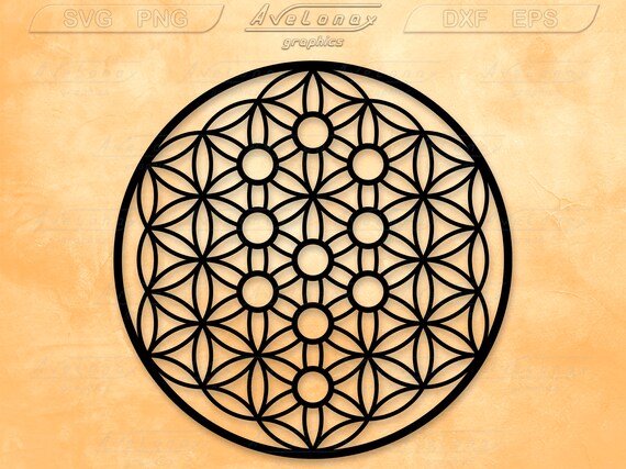 Flower of Life Tree of Life svg, géométrie sacrée svg, Crystal Grid laser cut file, Platonic solids, altar tile cut file, clipart, Cricut