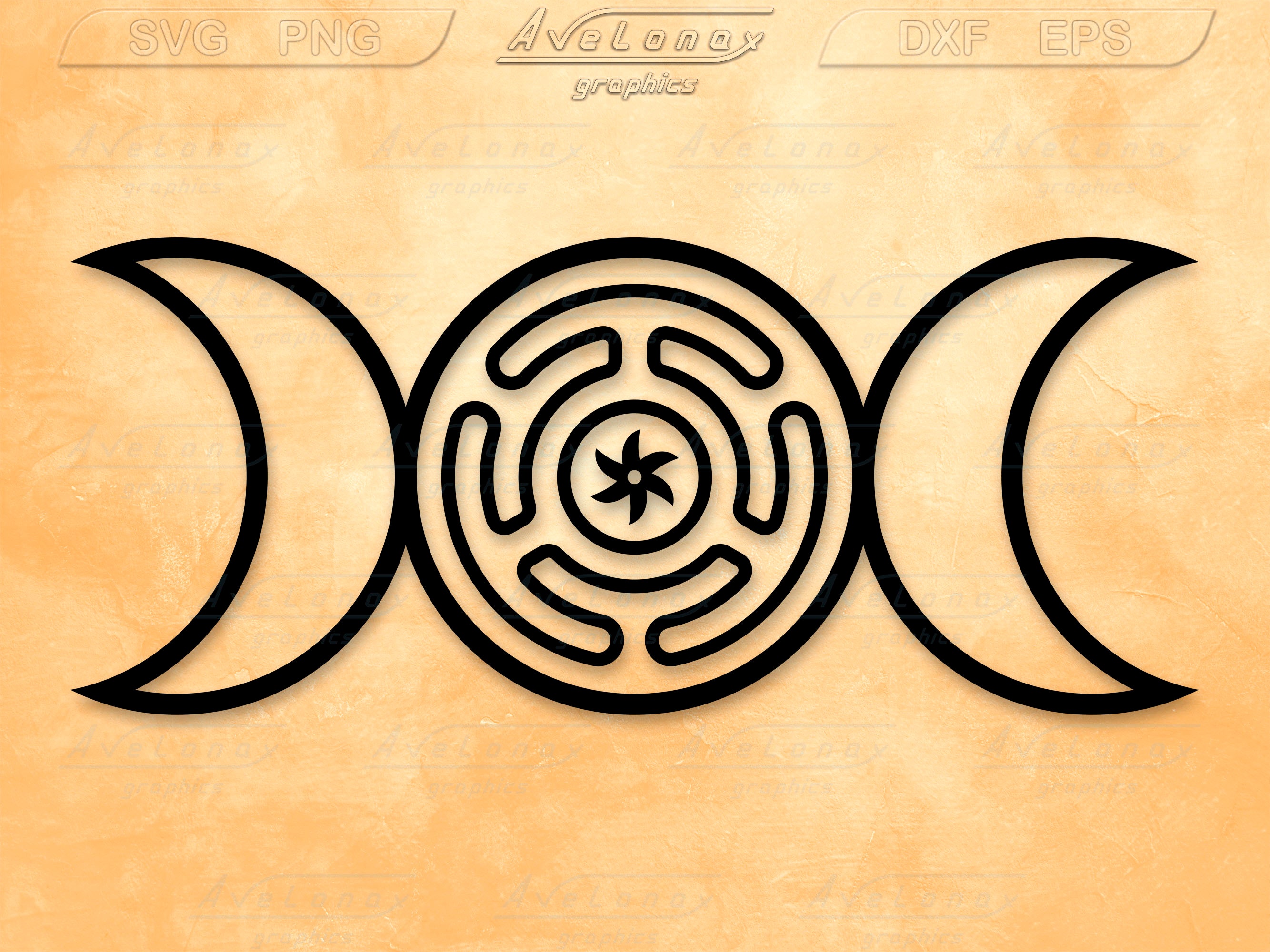 Triple Moon Goddess Svg, Hecate's Wheel Svg, Symbol Of Rebirth, Renewal
