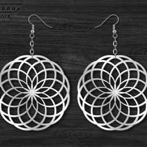 Torus Yantra earrings laser cut file, Sacred geometry earrings svg, Esoteric pendant dxf, Abstract earrings Cricut Cirle Dangle Earring svg