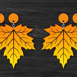Ahornblatt-Ohrringe-Vorlage, Herbstblätter-Ohrring-Svg, Herbst-Ohrhänger-Schnittdatei, gestapelte Blumen-Anhänger-Svg, digitaler Download