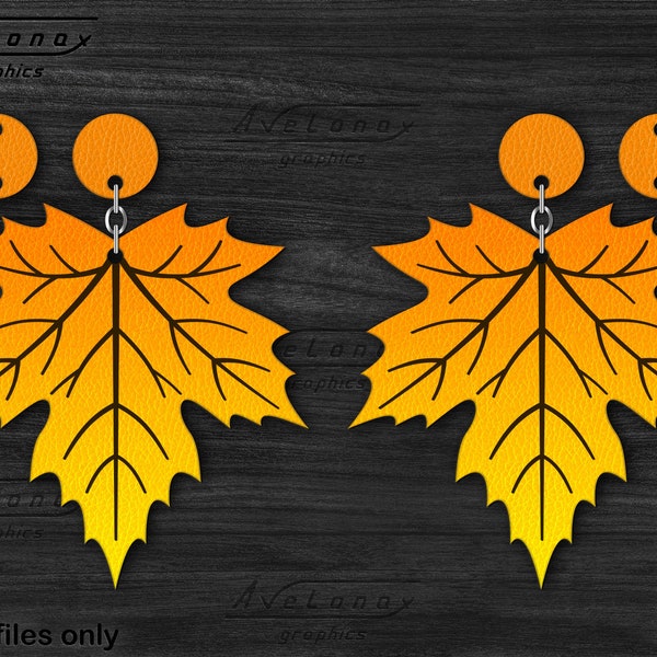 Maple leaf earrings template, Autumn leaves earring svg, Fall dangle earrings cut file, Stacked Floral Pendant svg, Digital Download