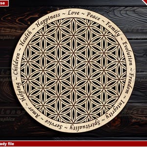 Fiore della vita, Fiore della vita Geometria sacra per incisione, Fiore della vita SVG DXF, Simbolo del fiore della vita