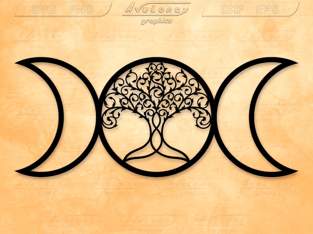 Triple Moon Tree of Life Cut File, Triple Goddess Tree of Life Svg