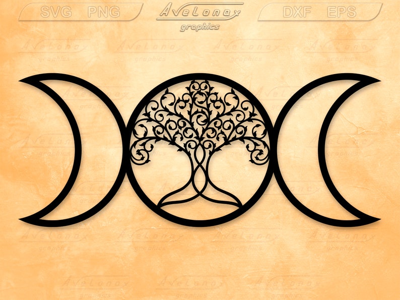 Triple Moon Tree of Life cut file Triple Goddess Tree Of