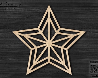 Christmas Star svg, Star Ornament Clipart, Snowflake svg, Scandinavian star laser cut file