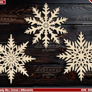 Einzigartige Schneeflocken Laser geschnitten svg Bundle, 3 Schneeflocke designs svg, Weihnachtsbaumschmuck geschnitten Dateien, Weihnachtsschmuck svg
