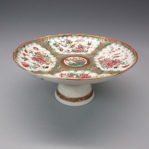 Antique Chinese Famille rose pedestal foot tazza table centerpiece compote