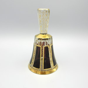 Vintage Moser glass amethyst and clear glass gilded dinner bell