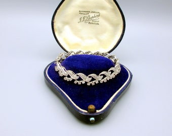 Vintage fancy 14k white gold and all diamond Ladies bracelet 7"