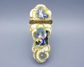 18th Century kiln fired enamel Etui sewing box kit complete with tools Cherubs and birds