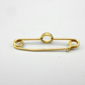 Vintage 14k gold and moonstone safety pin brooch image 4