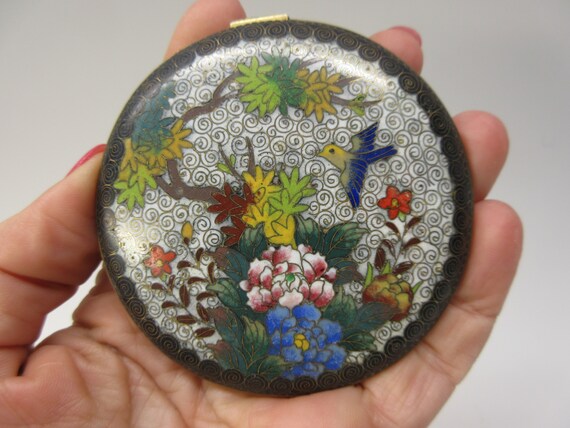 Vintage Chinese cloisonne loose powder compact - image 7