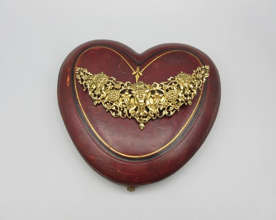 Antique gilded silver Stomacher pin brooch with N… - image 3