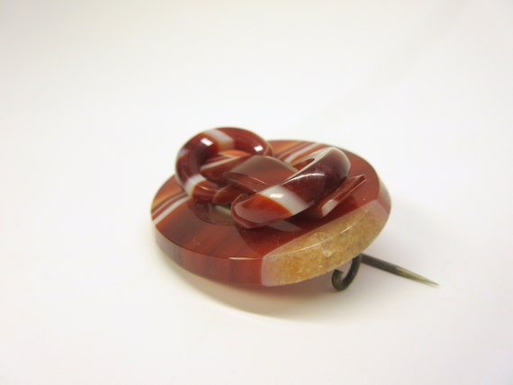 Large Victorian figured Agate stone brooch in buc… - image 7