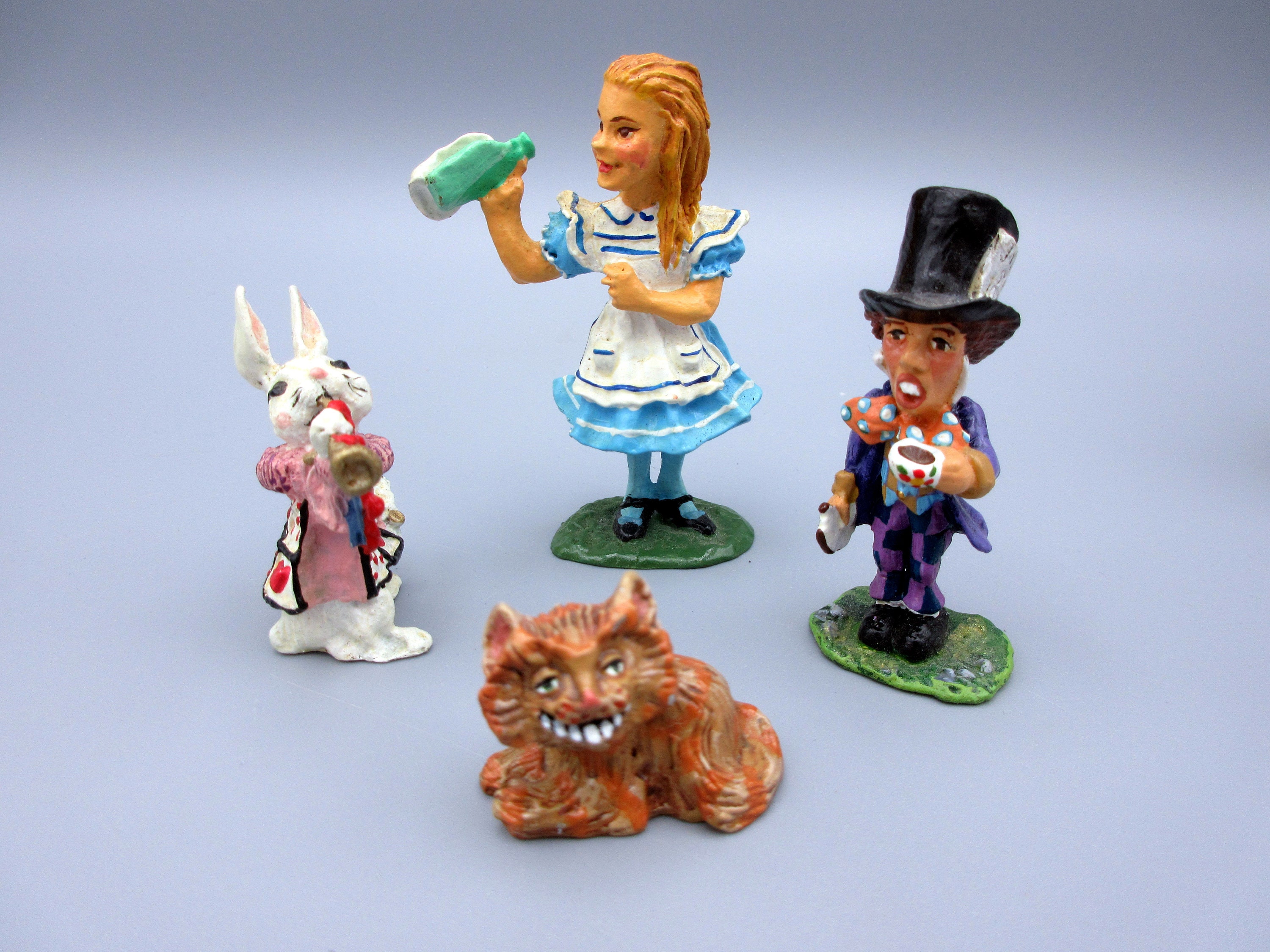 7 Vintage Cold Painted Metal Alice in Wonderland Figurines John Tenniel -   Finland